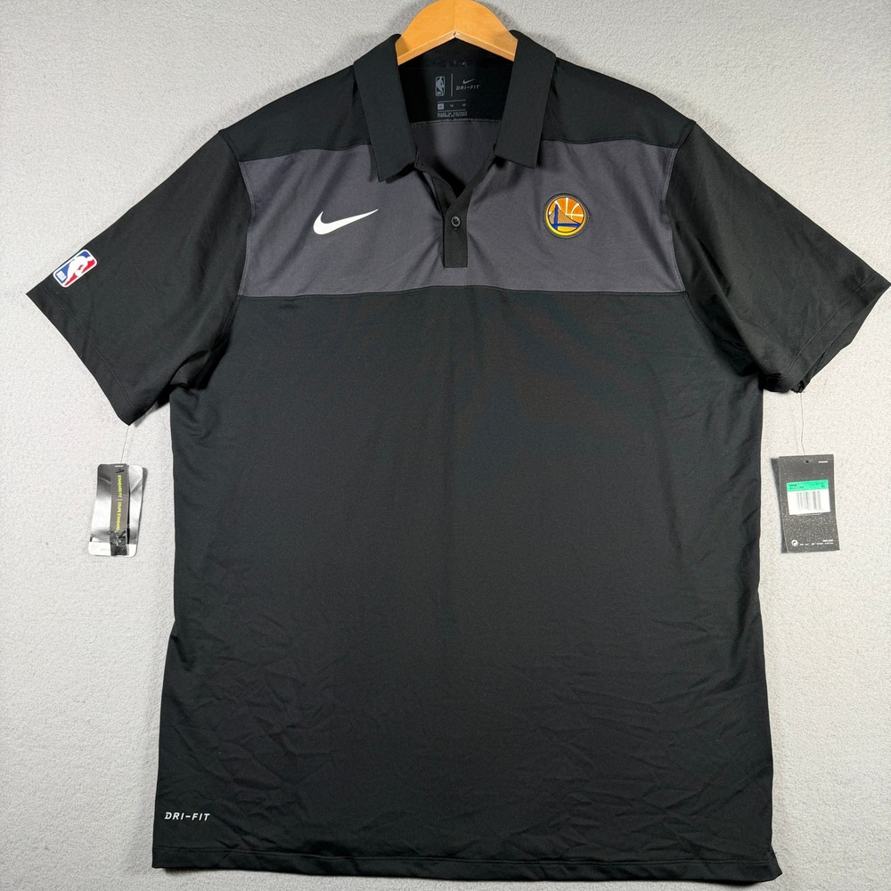 Nike Golden State Warriors NBA Dri-FIT Polo Shirt Mens XL Black Grey 941672-010